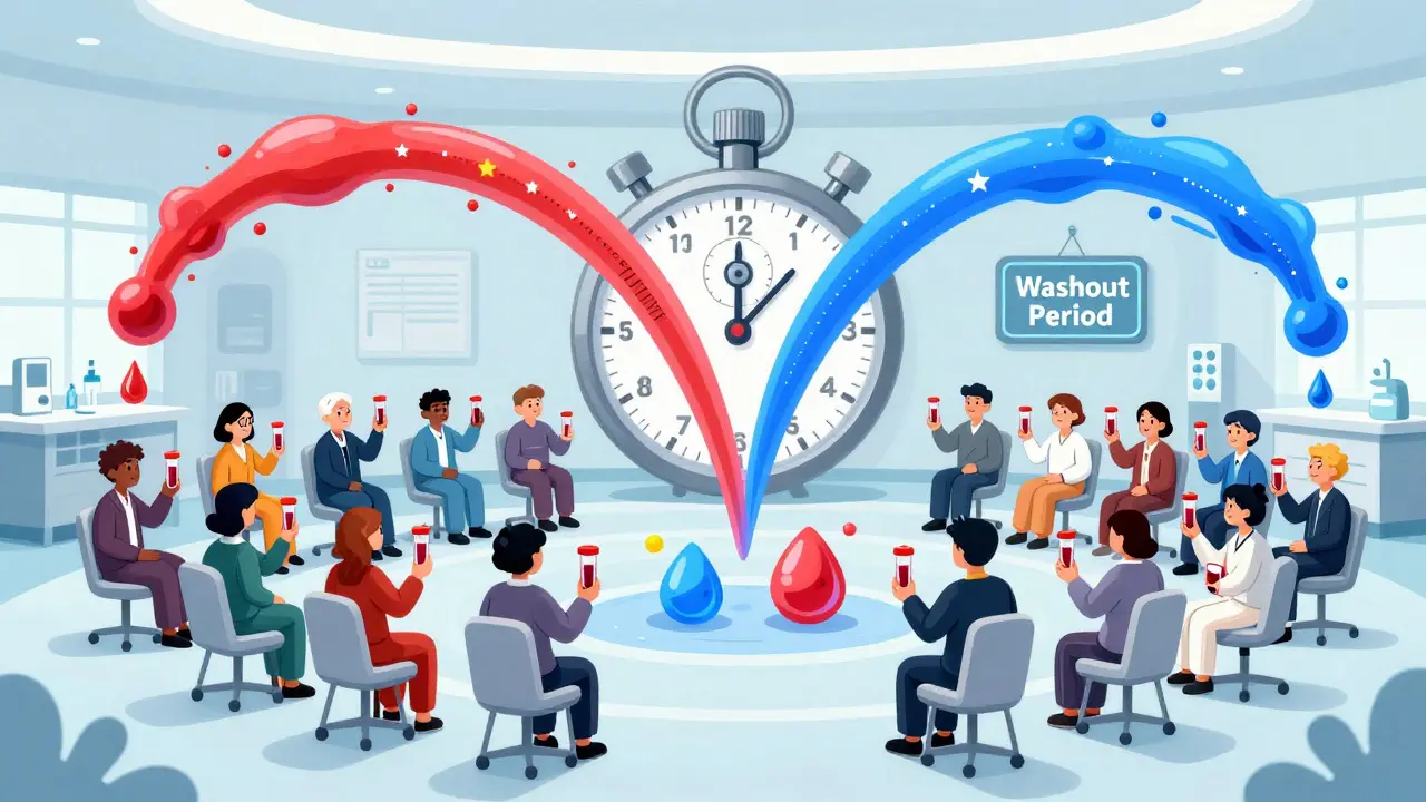 24 voluntarios en un círculo, con gotas de plasma formando curvas de absorción en el aire.