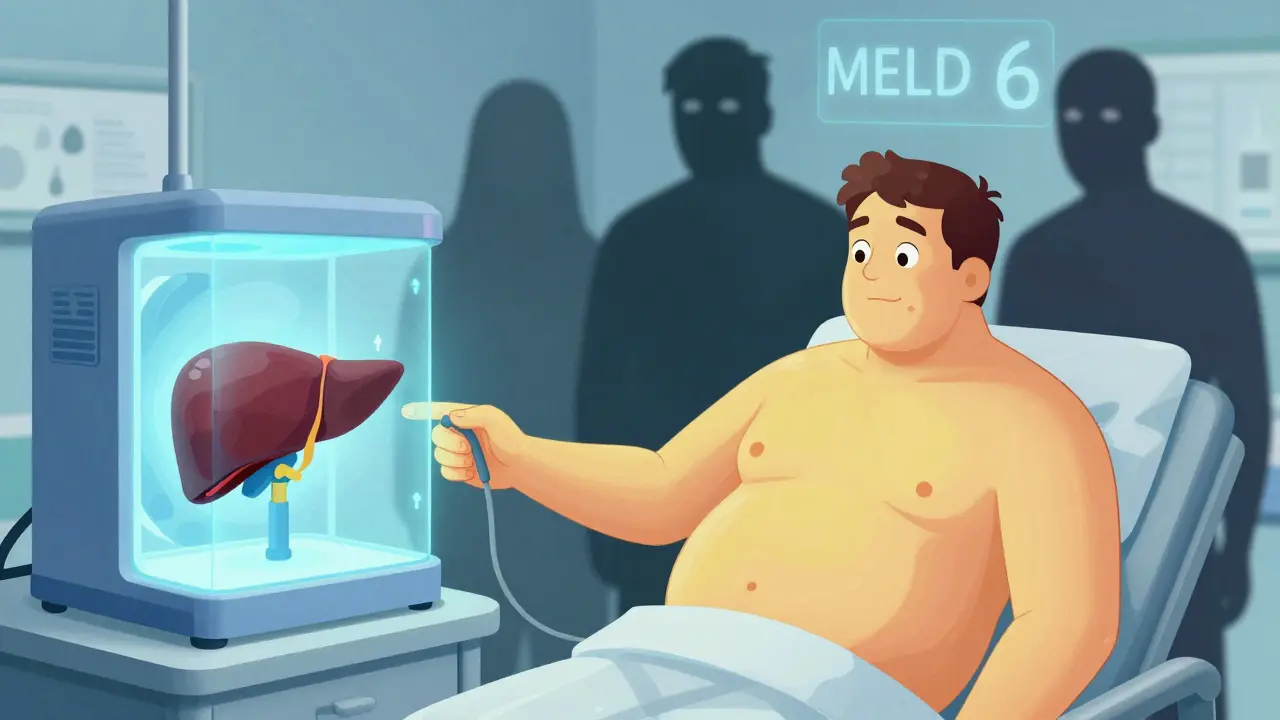 Trasplante de hígado con paciente mejorando mientras causas de cirrosis desaparecen.
