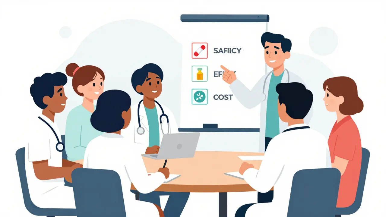 Equipo médico recibiendo capacitación sobre seguridad y eficacia de biosimilares