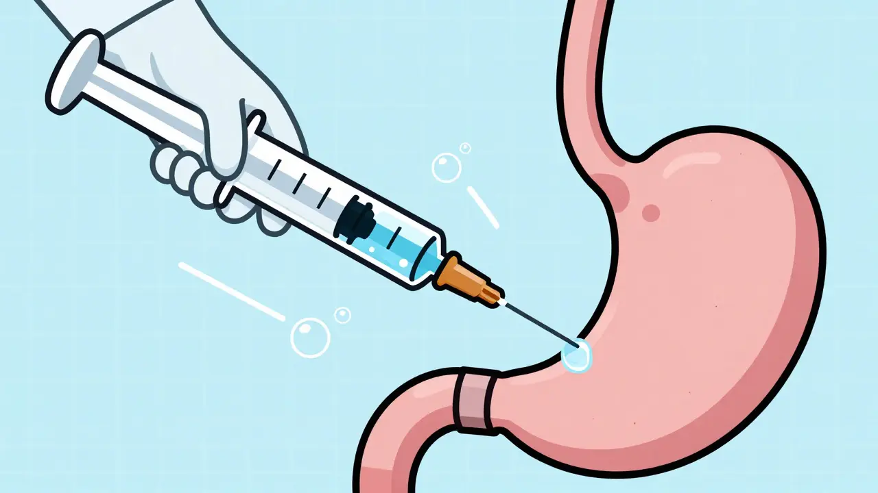 Lavado de sonda con jeringa para prevenir atascos