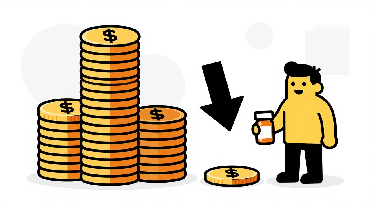 Ilustración de ahorro comparando montón de monedas con una sola